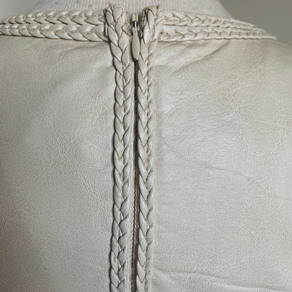 90s Cream Vegan Leather Dress - Picture 4 of 6